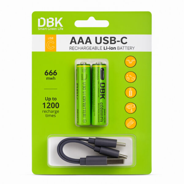 باطری نیم قلمی شارژی DBK USB