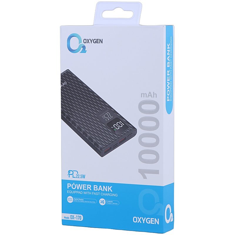 پاور بانک فست شارژ اکسیژن مدل OX-170 ظرفیت 10000 میلی آمپر ساعت توان 22.5 وات