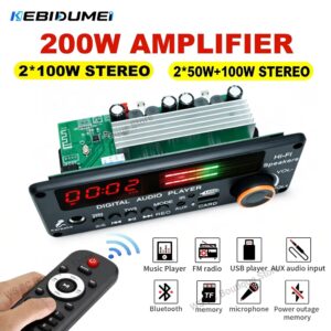 ماژول پلیر و آمپلی فایر بلوتوثی 200 وات (2x50W + 100W ساب ووفر) پنل‌دار